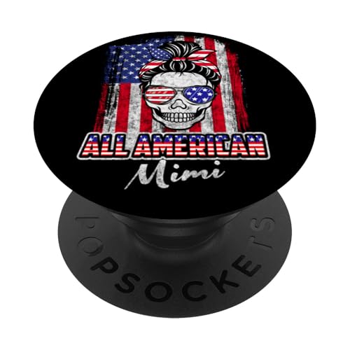 All American Mimi Patriotic Messy Bun Skull USA 4th Of July PopSockets Klebender PopGrip All American Mimi Patriotic Messy Bun Skull USA 4th Of July PopSockets Klebender PopGrip von All American 4th of July Matching Family