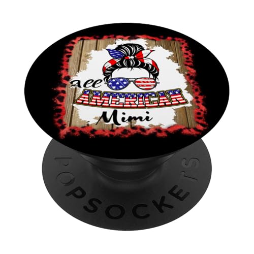 All American Mimi Patriotic Messy Bun Usa Flag 4th of July PopSockets Klebender PopGrip von All American 4th of July Matching Family