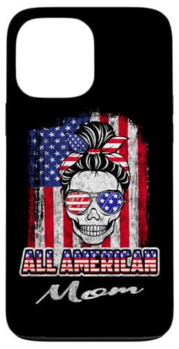 All American Mom Patriotic Messy Bun Skull USA 4th Of July Hülle für iPhone 13 Pro Max All American Mom Patriotic Messy Bun Skull USA 4th Of July Hülle für iPhone 13 Pro Max von All American 4th of July Matching Family