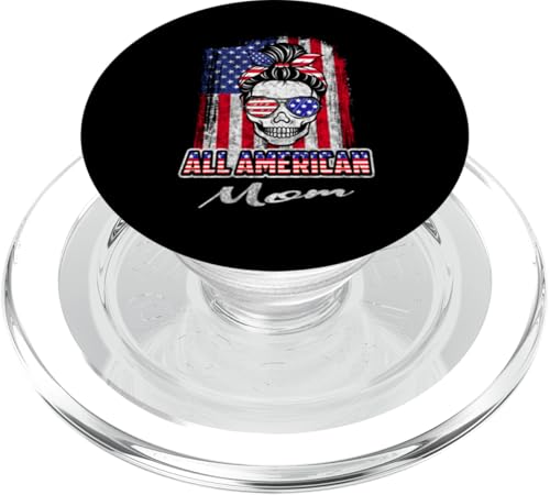 All American Mom Patriotic Messy Bun Skull USA 4th Of July PopSockets PopGrip für MagSafe All American Mom Patriotic Messy Bun Skull USA 4th Of July PopSockets PopGrip für MagSafe von All American 4th of July Matching Family