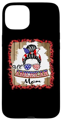 All American Mom Patriotic Messy Bun Usa Flag 4th of July Hülle für iPhone 15 Plus All American Mom Patriotic Messy Bun Usa Flag 4th of July Hülle für iPhone 15 Plus von All American 4th of July Matching Family