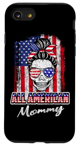 All American Mommy Patriotic Messy Bun Skull USA 4th Of July Hülle für iPhone SE (2020) / 7 / 8 von All American 4th of July Matching Family