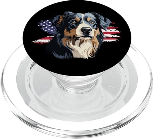Australian Shepherd, US-Flagge in Notlage PopSockets PopGrip für MagSafe Australian Shepherd, US-Flagge in Notlage PopSockets PopGrip für MagSafe von All Dog Breeds