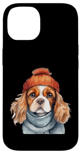 Cavalier King Charles Spaniel Winterwelpe mit Bommelmütze Hülle für iPhone 14 von All Dog Breeds
