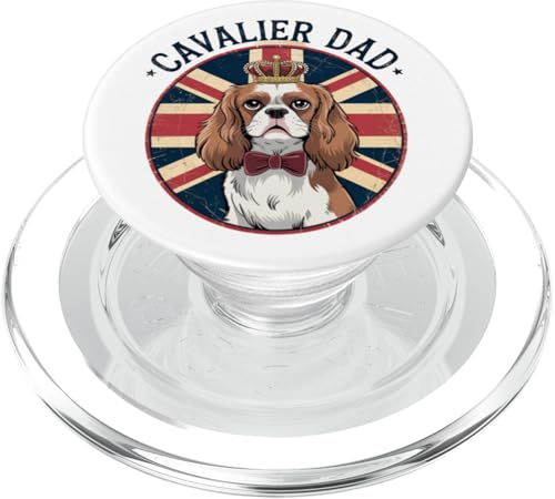 Cavalier King Charles Spaniel mit Krone und britischer Flagge PopSockets PopGrip für MagSafe Cavalier King Charles Spaniel mit Krone und britischer Flagge PopSockets PopGrip für MagSafe von All Dog Breeds