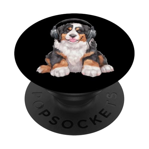 Cooler Berner Sennenhund mit Kopfhörer Berner Musikliebhaber PopSockets Klebender PopGrip Cooler Berner Sennenhund mit Kopfhörer Berner Musikliebhaber PopSockets Klebender PopGrip von All Dog Breeds