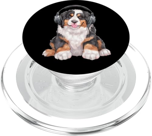 Cooler Berner Sennenhund mit Kopfhörer Berner Musikliebhaber PopSockets PopGrip für MagSafe von All Dog Breeds
