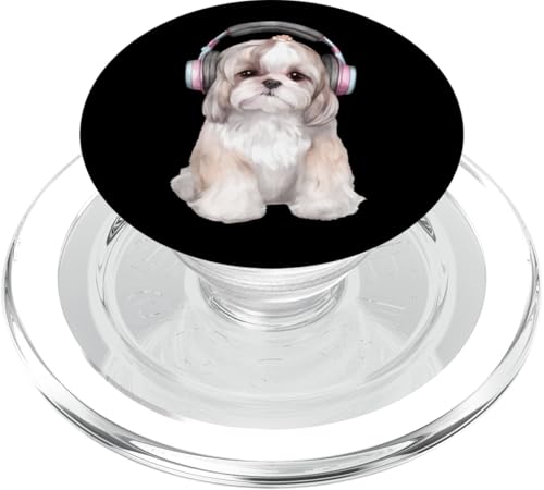 Cooles Shih Tzu mit Kopfhörern | Music-Loving PopSockets PopGrip für MagSafe von All Dog Breeds