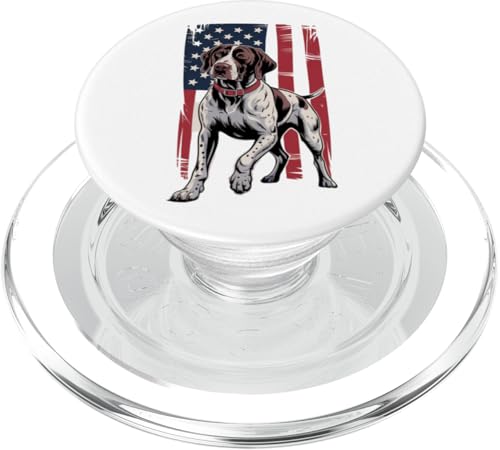 Deutsch Kurzhaar - Distressed Amerikanische Flagge PopSockets PopGrip für MagSafe von All Dog Breeds