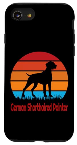 Deutsch Kurzhaar Retro Sonnenuntergang Silhouette Hülle für iPhone SE (2020) / 7 / 8 von All Dog Breeds