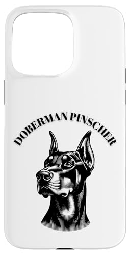 Dobermann Pinscher Silhouette Portrait Hund Kunst Hülle für iPhone 15 Pro Max von All Dog Breeds
