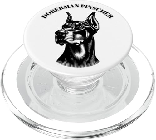 Dobermann Pinscher Silhouette Portrait Hund Kunst PopSockets PopGrip für MagSafe von All Dog Breeds