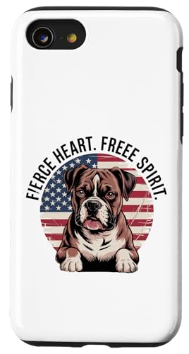 Fierce Heart Free Spirit - Patriotischer Boxer Hund USA Flagge Hülle für iPhone SE (2020) / 7 / 8 von All Dog Breeds