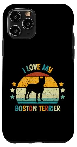Ich liebe meinen Boston Terrier Vintage-Sonnenuntergang-Silhouette im Retro-Look Hülle für iPhone 11 Pro Ich liebe meinen Boston Terrier Vintage-Sonnenuntergang-Silhouette im Retro-Look Hülle für iPhone 11 Pro von All Dog Breeds