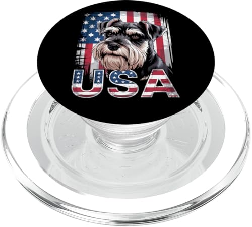 Miniatur Schnauzer USA - Patriotische amerikanische Flagge PopSockets PopGrip für MagSafe von All Dog Breeds