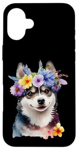 Niedlicher Sibirischer Husky Hund mit Blumenkrone - Husky Liebhaber Geschenk Hülle für iPhone 16 Plus Niedlicher Sibirischer Husky Hund mit Blumenkrone - Husky Liebhaber Geschenk Hülle für iPhone 16 Plus von All Dog Breeds