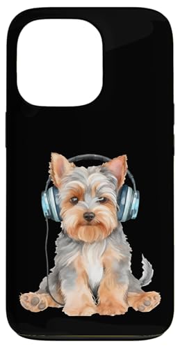 Yorkshire Terrier mit Kopfhörern Hülle für iPhone 13 Pro von All Dog Breeds