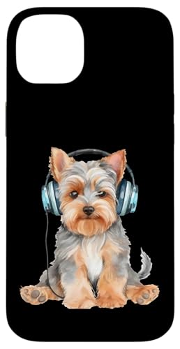 Yorkshire Terrier mit Kopfhörern Hülle für iPhone 14 Plus von All Dog Breeds