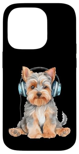 Yorkshire Terrier mit Kopfhörern Hülle für iPhone 14 Pro von All Dog Breeds