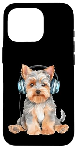 Yorkshire Terrier mit Kopfhörern Hülle für iPhone 16 Pro von All Dog Breeds