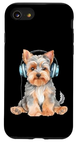 Yorkshire Terrier mit Kopfhörern Hülle für iPhone SE (2020) / 7 / 8 von All Dog Breeds