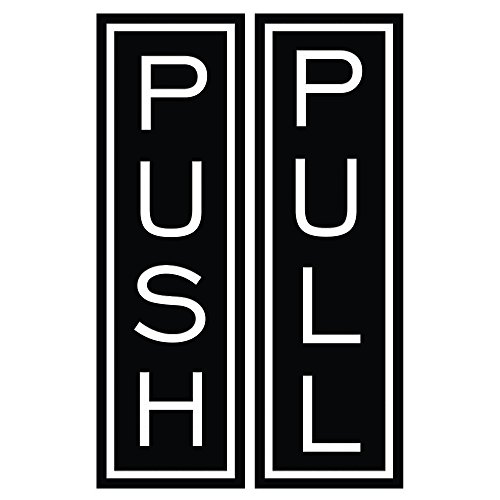 Push Pull Vertikal Standard Türschild W/Bordüre Large (2" x 6") schwarz von All Quality