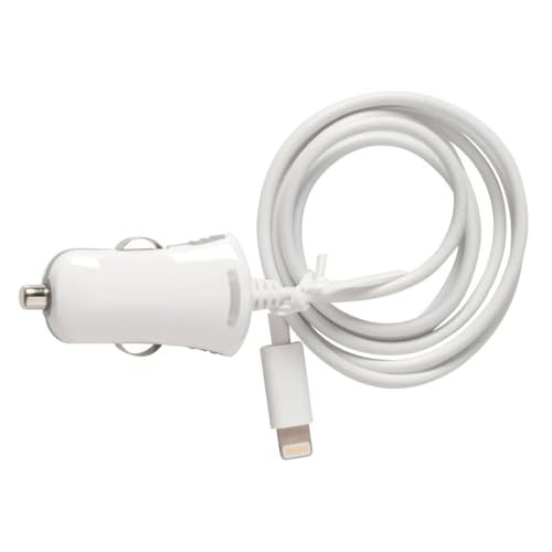 All Ride Auto Ladegerät mit Lightning Kabel - Kompatibel mit iPhone 5/6/7, iPad Mini/Air und iPod Touch/Nano - Auto Zigarettenanzünder - Einzelanschluss - 12V Stecker - Weiß von All Ride