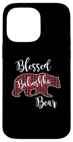 Gesegneter Babuschka-Bär, rotes Schottenkaro, lustiges Geschenk für Oma Hülle für iPhone 14 Pro Max von All in the Bear Family
