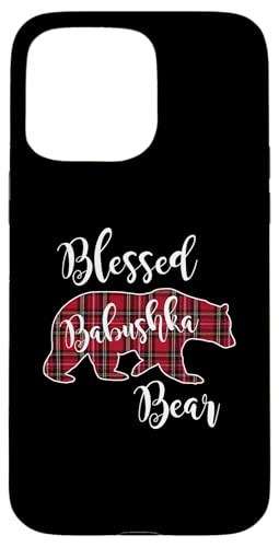 Gesegneter Babuschka-Bär, rotes Schottenkaro, lustiges Geschenk für Oma Hülle für iPhone 15 Pro Max von All in the Bear Family