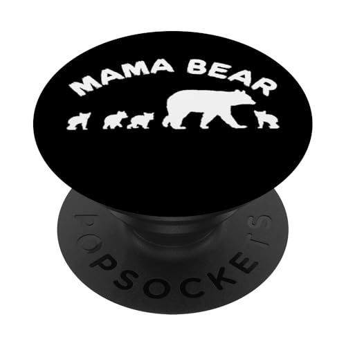 Mama Bär Mama Mutter mit 4 vier Jungen Geschenk PopSockets Klebender PopGrip Mama Bär Mama Mutter mit 4 vier Jungen Geschenk PopSockets Klebender PopGrip von All in the Bear Family