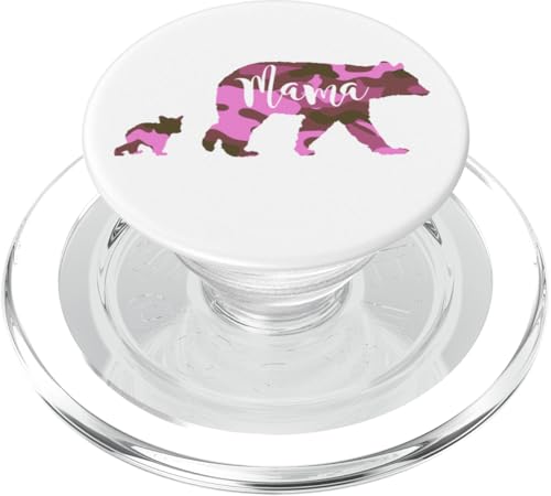 Mama-Bär mit 1 Junges Mutter rosa Camo Geschenk PopSockets PopGrip für MagSafe von All in the Bear Family