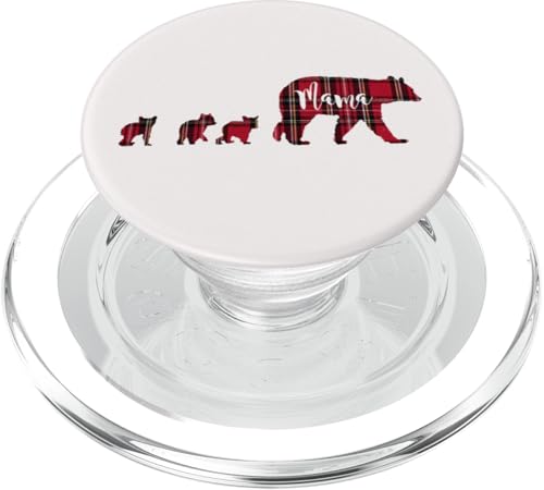 Mama-Bär mit 3 drei Jungen, schwarz-rotes Schottenkaro, Geschenk für Mütter PopSockets PopGrip für MagSafe Mama-Bär mit 3 drei Jungen, schwarz-rotes Schottenkaro, Geschenk für Mütter PopSockets PopGrip für MagSafe von All in the Bear Family