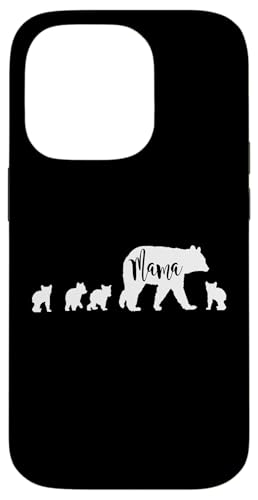 Mama Bär mit 4 vier Jungen lustiges Geschenk für Mama Mutter Hülle für iPhone 14 Pro von All in the Bear Family