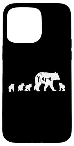 Mama Bär mit 4 vier Jungen lustiges Geschenk für Mama Mutter Hülle für iPhone 15 Pro Max von All in the Bear Family
