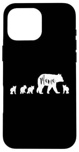 Mama Bär mit 4 vier Jungen lustiges Geschenk für Mama Mutter Hülle für iPhone 16 Pro Max von All in the Bear Family