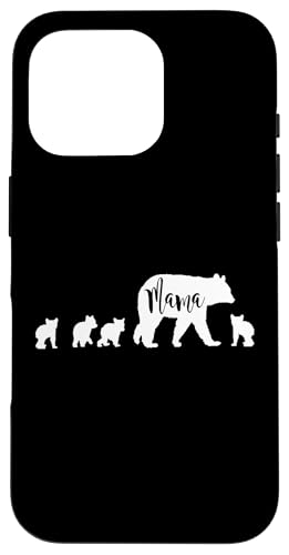 Mama Bär mit 4 vier Jungen lustiges Geschenk für Mama Mutter Hülle für iPhone 16 Pro von All in the Bear Family