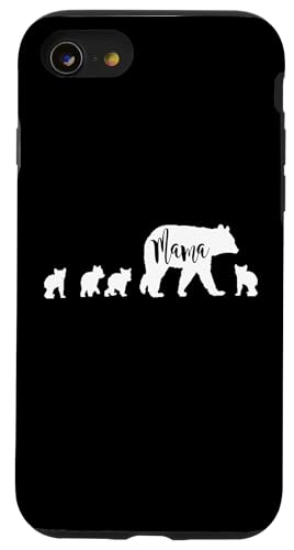 Mama Bär mit 4 vier Jungen lustiges Geschenk für Mama Mutter Hülle für iPhone SE (2020) / 7 / 8 von All in the Bear Family