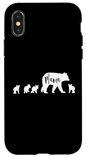 Mama Bär mit 4 vier Jungen lustiges Geschenk für Mama Mutter Hülle für iPhone X/XS von All in the Bear Family
