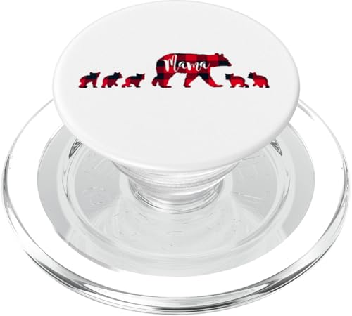 Mama Bär mit 5 Jungwürfeln rot-schwarz kariert PopSockets PopGrip für MagSafe von All in the Bear Family