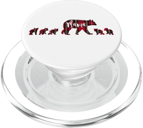 Mama Bär mit 5 kleinen Jungwürfeln rot-schwarz kariert PopSockets PopGrip für MagSafe von All in the Bear Family