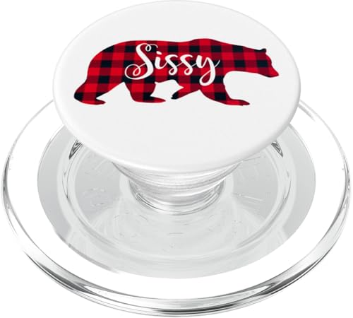 Sissy Sister Bear Buffalo Karomuster, lustiges Geschenk PopSockets PopGrip für MagSafe von All in the Bear Family