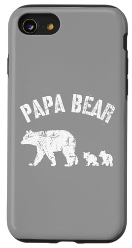 Vintage Papa Bär mit 2 zwei Jungen lustiges Geschenk für Papa Vater Hülle für iPhone SE (2020) / 7 / 8 von All in the Bear Family