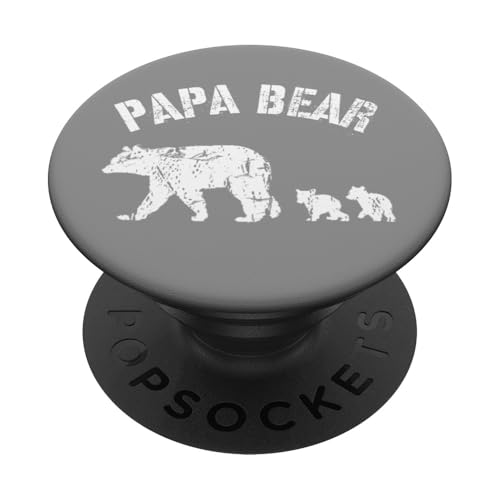 Vintage Papa Bär mit 2 zwei Jungen lustiges Geschenk für Papa Vater PopSockets Klebender PopGrip von All in the Bear Family