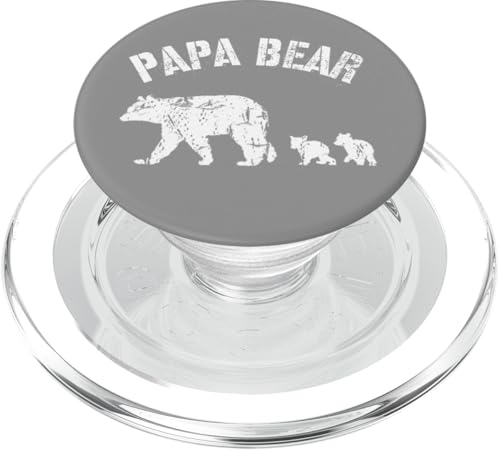 Vintage Papa Bär mit 2 zwei Jungen lustiges Geschenk für Papa Vater PopSockets PopGrip für MagSafe von All in the Bear Family