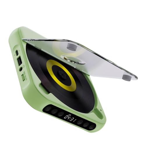 Allayu Drahtloser Bluetooth Verbindungs CD Player für ultimativen tragbaren ABS CD Player mit Kopfhörern, tragbarer CD R CD Player, Grün von Allayu