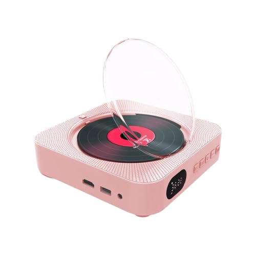 Allayu Externe CD DVD Laufwerke, integrierter Bluetooth Lautsprecher, U Disk Wiedergabe, zwei Lautsprecher, Fernbedienung, AV Ausgang, ABS Disc Player, Rosa von Allayu