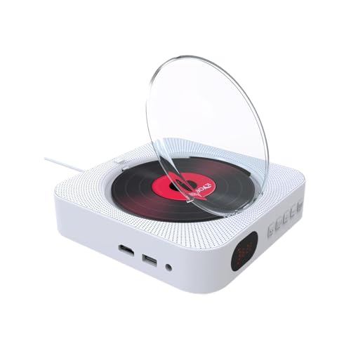 Allayu Externe CD DVD Laufwerke, integrierter Bluetooth Lautsprecher, U Disk Wiedergabe, Zwei Lautsprecher, Fernbedienung, AV Ausgang, ABS Disc Player, Weiß von Allayu