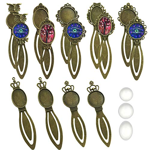 Allazone 14 Stück Lesezeichen Anhänger Tablett mit Glas Cabochon für Lesezeichen DIY machen, Liebhaber Lesen, Halskette Allazone 14 Stück Lesezeichen Anhänger Tablett mit Glas Cabochon für Lesezeichen DIY machen, Liebhaber Lesen, Halskette von Allazone