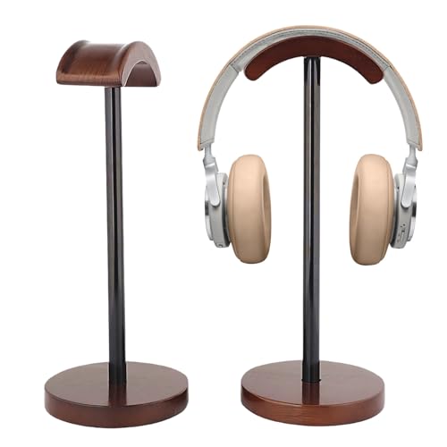 Kopfhörerständer Holz, Kopfhörer Ständer, kopfhörerhalter aus Walnussholz und Metall, Kopfhörerhalter Abnehmbare mit Rutschfestem Schwerer Headset Ständer, für Alle Kopfhörergrößen Over Ear Kopfhörer von Alleshelfer