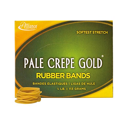 Alliance Rubber 20129 Pale Crepe Gold Gummibänder Größe #12, 1/4 Pfund Box enthält ca. 962 Bänder (1 3/4" x 1/16" Golden Crepe) von Alliance